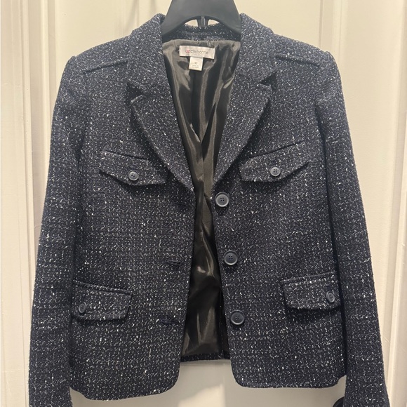 Liz Claiborne Jackets & Blazers - Liz Claiborne Dark Blue Tweed Blazer